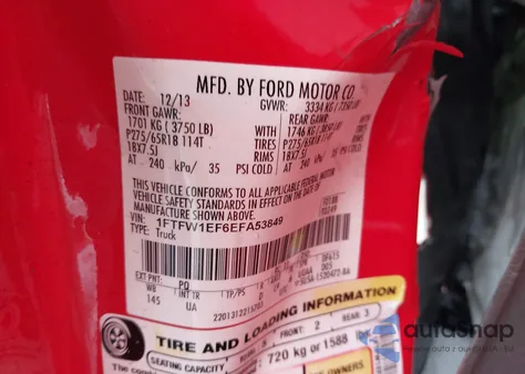 2014 Ford F-150 Xlt from USA, damaged, VIN 1FTFW1EF6EFA53849